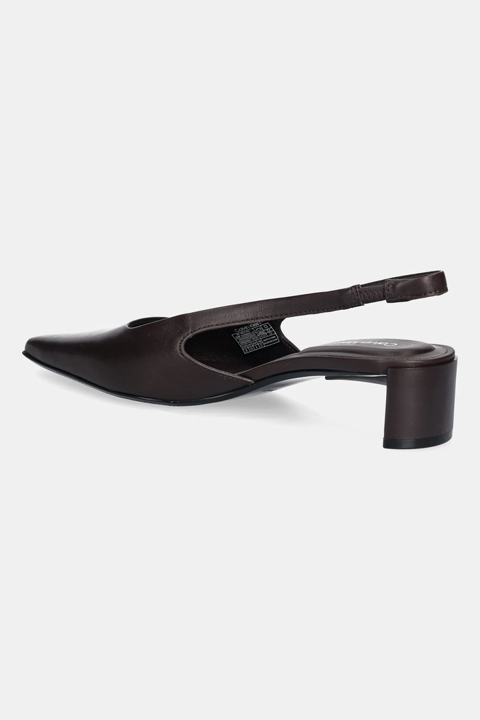Παπούτσια Δερμάτινες γόβες Calvin Klein SET BACK HEEL PUMP SLINGBACK LTH HW0HW02848 καφέ