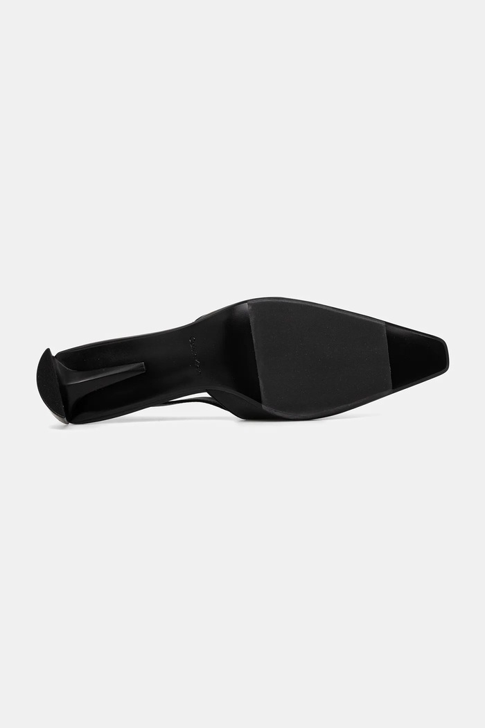 Кожени обувки с дебел ток Calvin Klein SET BACK HEEL PUMP SLINGBACK LTH черен HW0HW02848