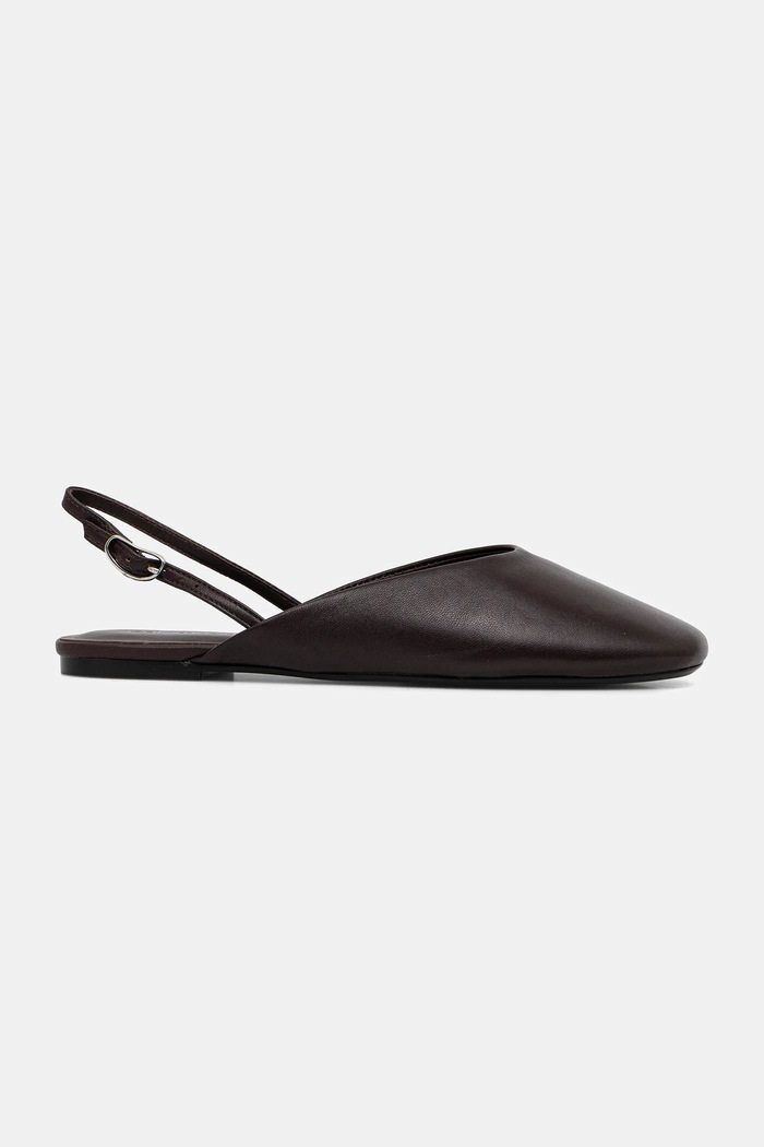 Calvin Klein baleriny skórzane OBLIQUE BALLERINA SLINGBACK LTH HW0HW02852 bordowy SS26