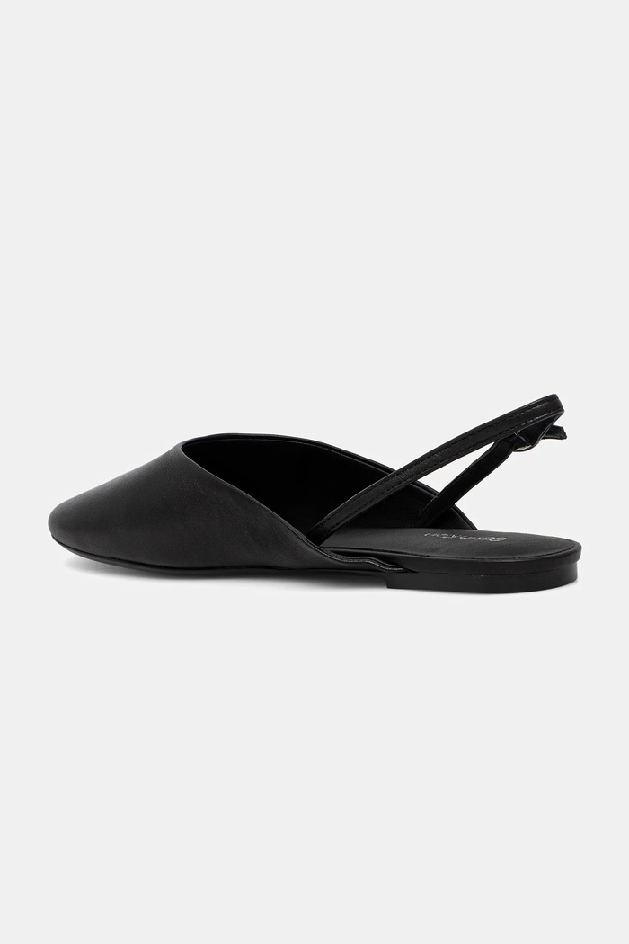Obuwie Calvin Klein baleriny skórzane OBLIQUE BALLERINA SLINGBACK LTH HW0HW02852 czarny