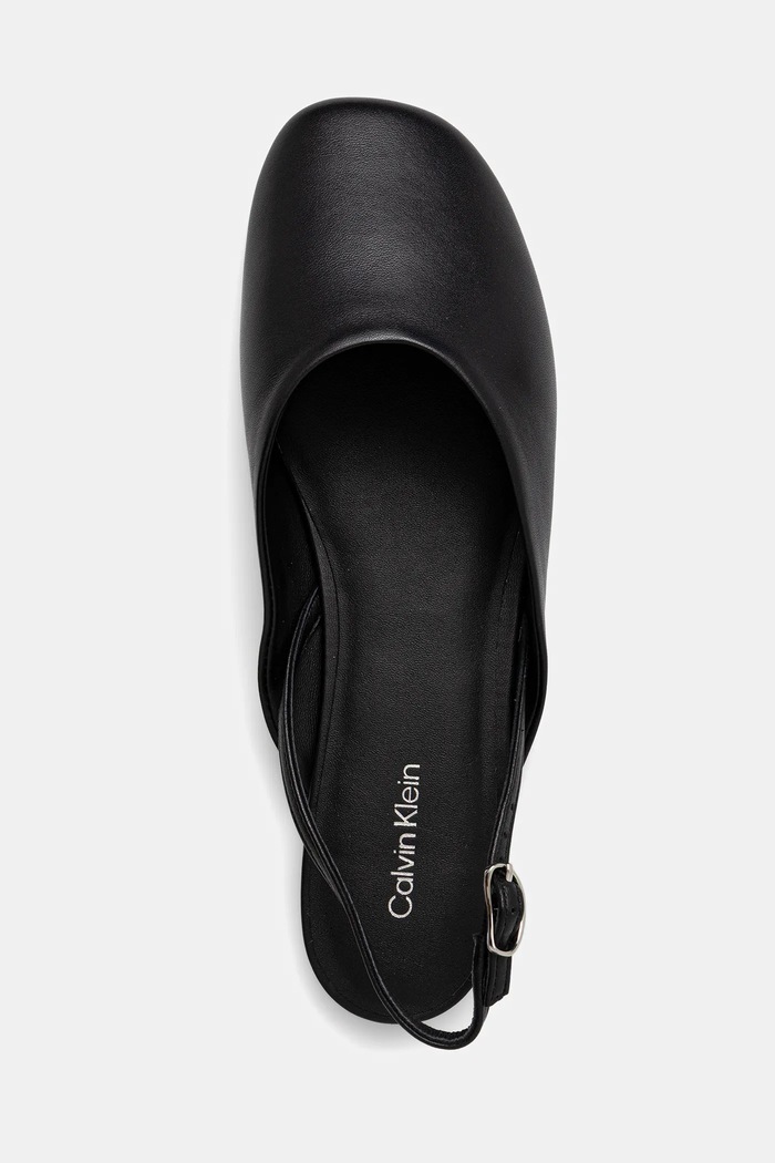Calvin Klein baleriny skórzane OBLIQUE BALLERINA SLINGBACK LTH czarny HW0HW02852