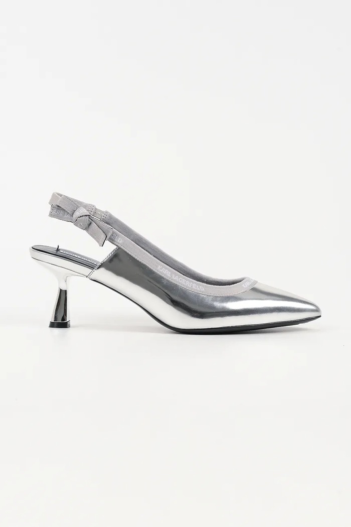 Karl Lagerfeld szpilki skórzane PANACHE szpilka srebrny KL30809.1MS