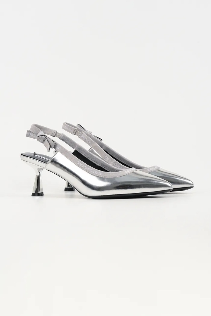 Karl Lagerfeld szpilki skórzane PANACHE KL30809.1MS srebrny SS26