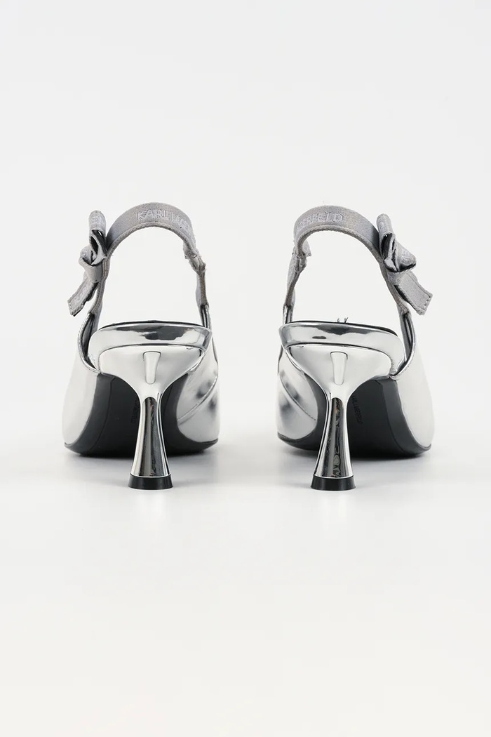 Obuwie Karl Lagerfeld szpilki skórzane PANACHE KL30809.1MS srebrny