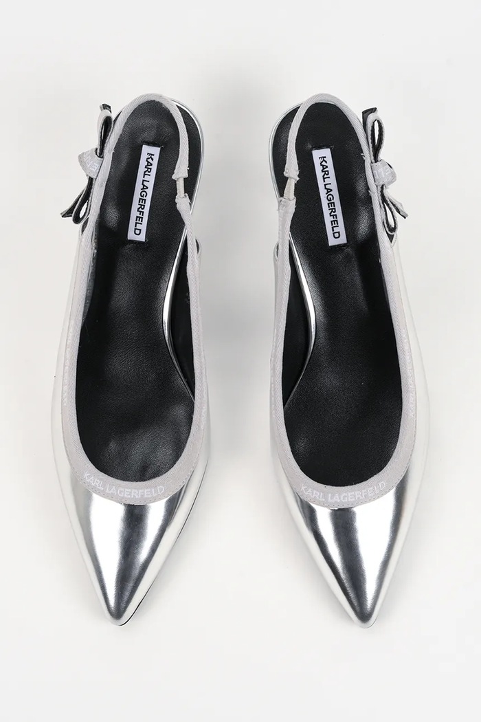 Karl Lagerfeld szpilki skórzane PANACHE srebrny KL30809.1MS