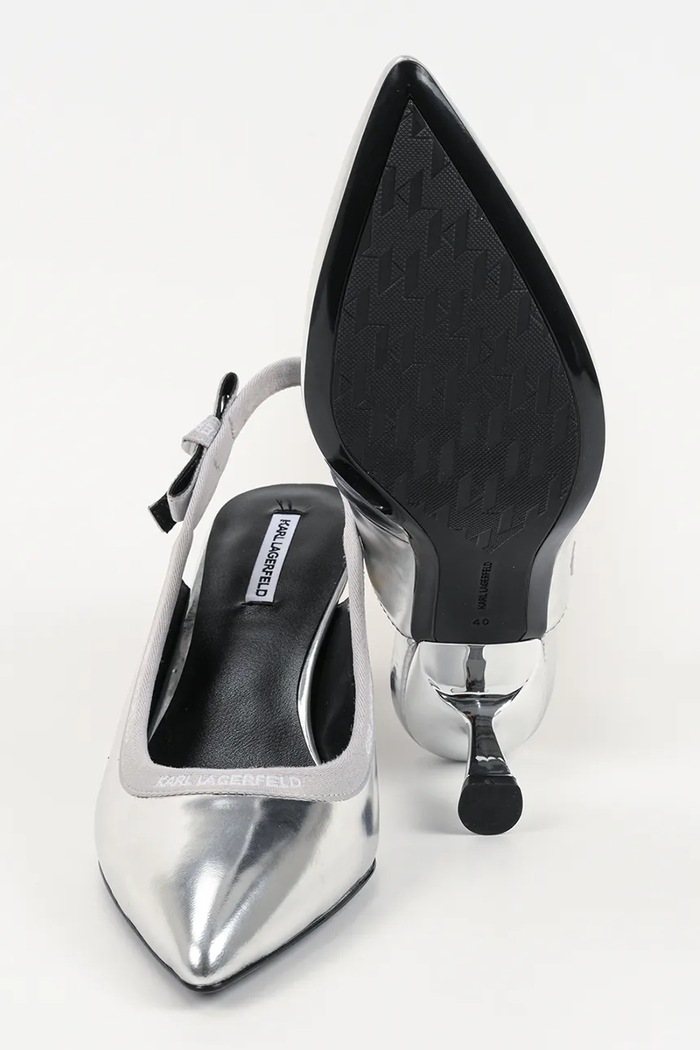 Karl Lagerfeld szpilki skórzane PANACHE KL30809.1MS srebrny