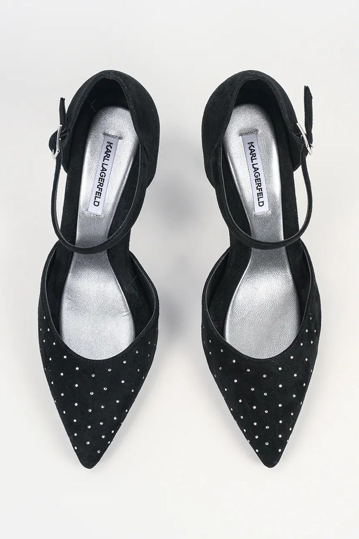 Karl Lagerfeld szpilki zamszowe PREMIERE 90 czarny KL33504A.50S