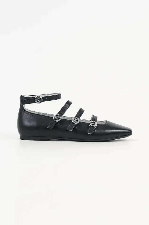 Karl Lagerfeld bőr balerina cipő KONNIE fekete KL40195.00S