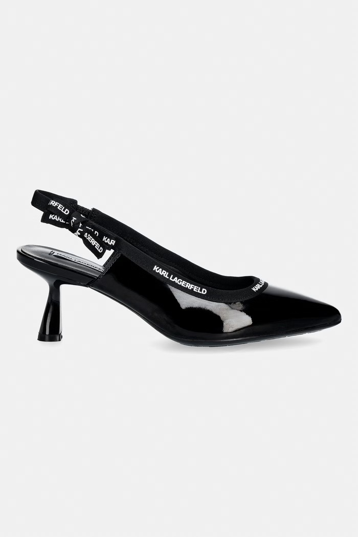Kožené lodičky Karl Lagerfeld PANACHE ostrá čierna KL30809.1BP
