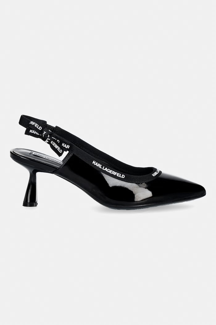 Kožené lodičky Karl Lagerfeld PANACHE ostrá čierna KL30809.1BP