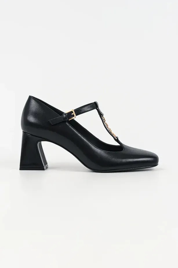 Karl Lagerfeld bőr flip-flop BEATA magas fekete KL31406.00G