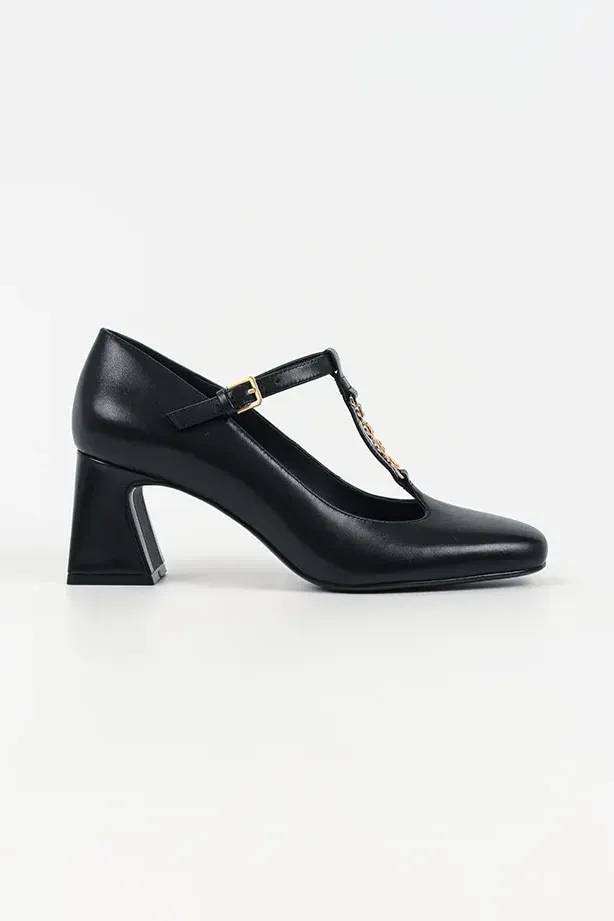 Karl Lagerfeld bőr flip-flop BEATA magas fekete KL31406.00G