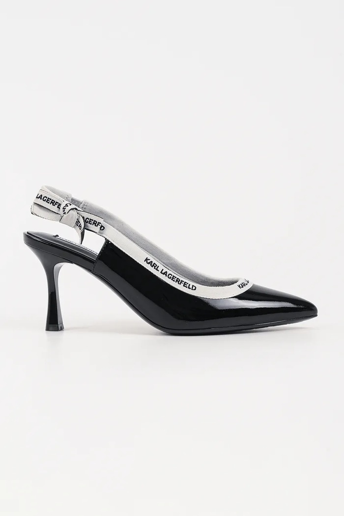 Kožené lodičky Karl Lagerfeld SIENNA imitácia lakovanej kože čierna KL32706.1BP