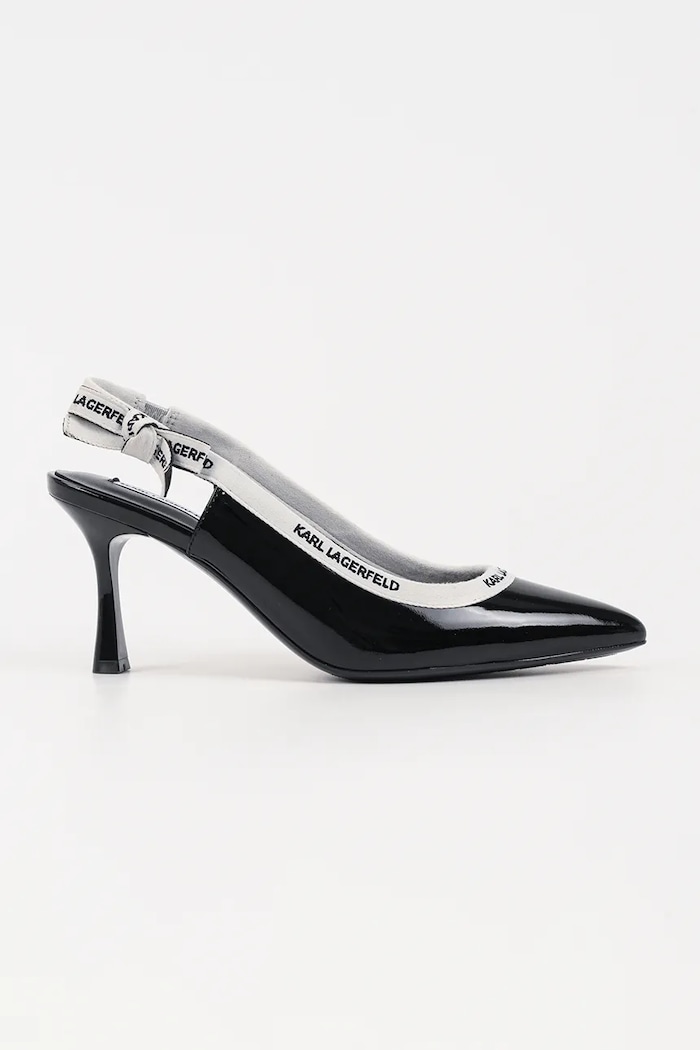 Kožené lodičky Karl Lagerfeld SIENNA imitácia lakovanej kože čierna KL32706.1BP