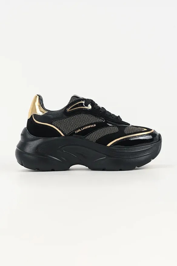 Tenisky Karl Lagerfeld KONTOUR WEDGE semišová kůže černá KL68016.40G