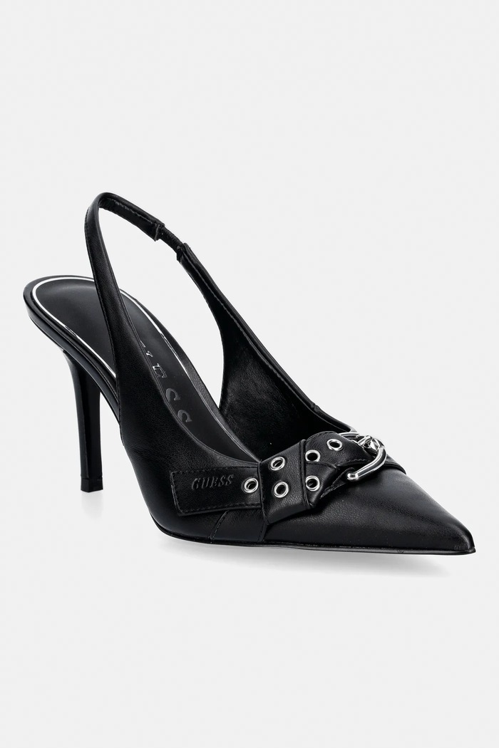 Guess pantofi cu toc PRISSIE calcai expus negru FLPPSE.ELE05.BLACK
