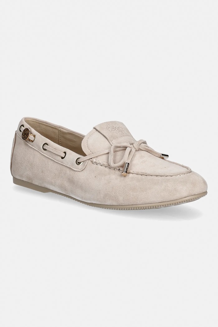 Semišové mokasíny Guess AISHA semišová koža béžová FLPAIS.SUE14.BEIGE