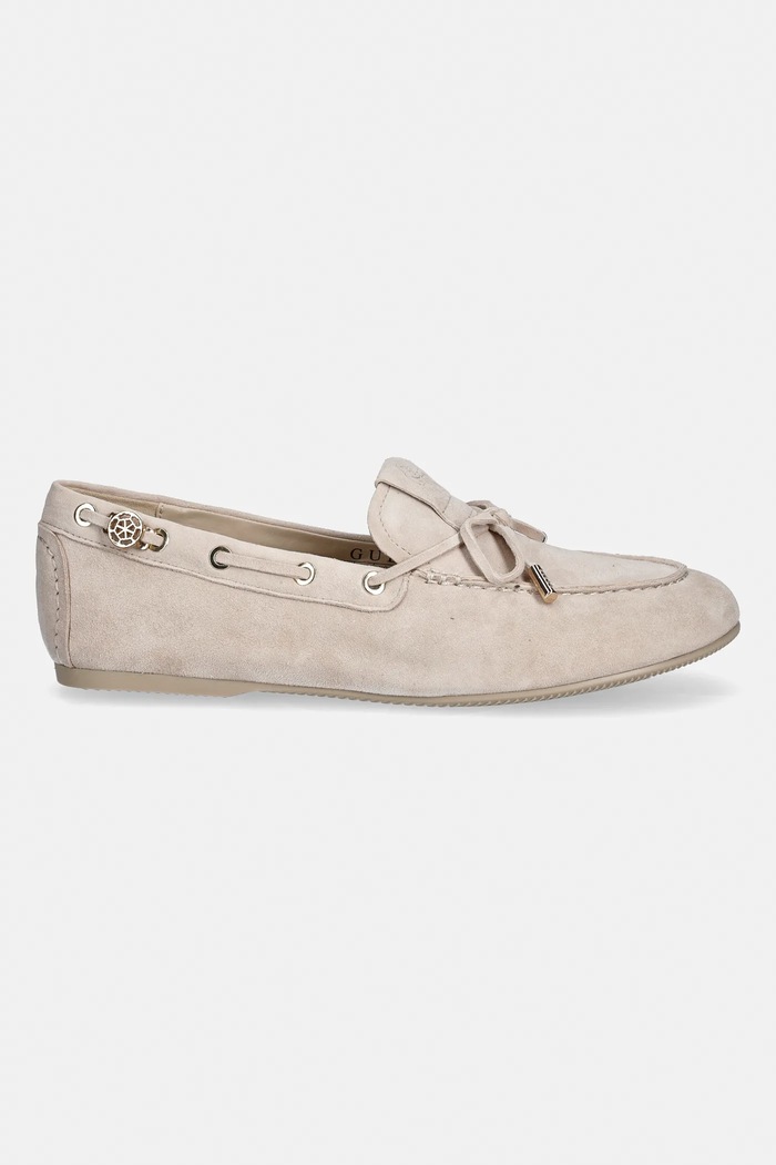 Semišové mokasíny Guess AISHA FLPAIS.SUE14.BEIGE béžová SS26