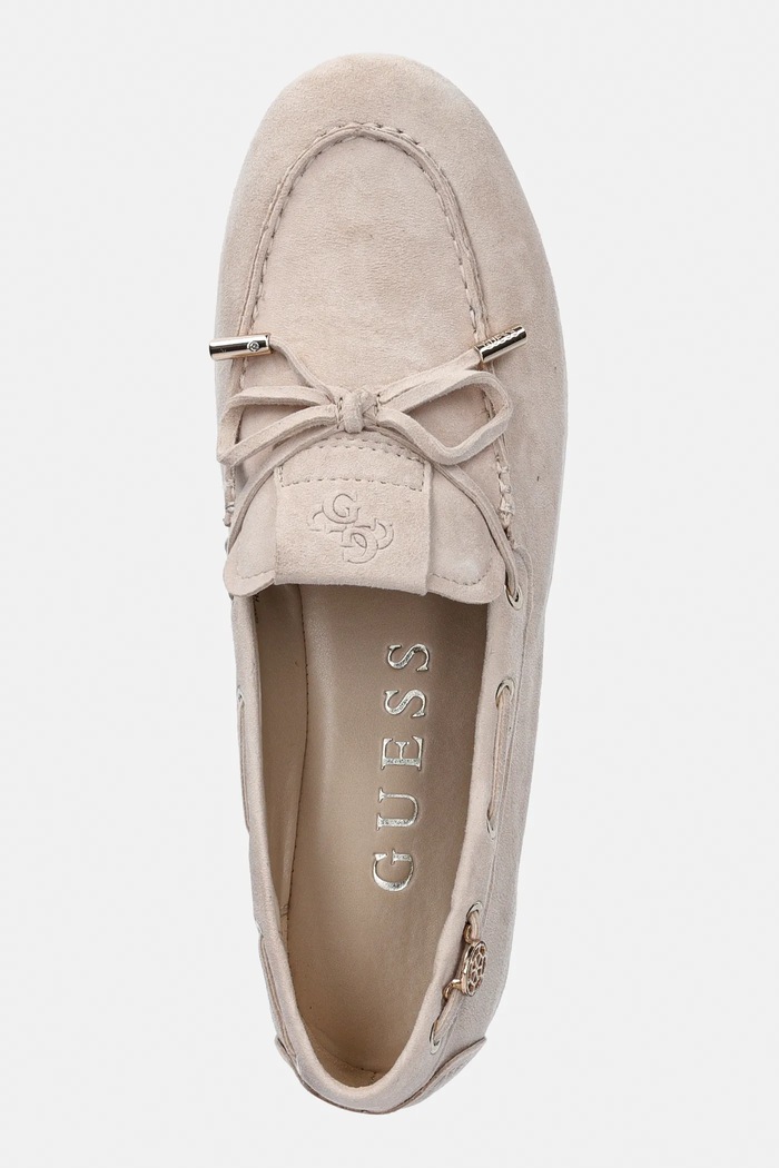Semišové mokasíny Guess AISHA béžová FLPAIS.SUE14.BEIGE