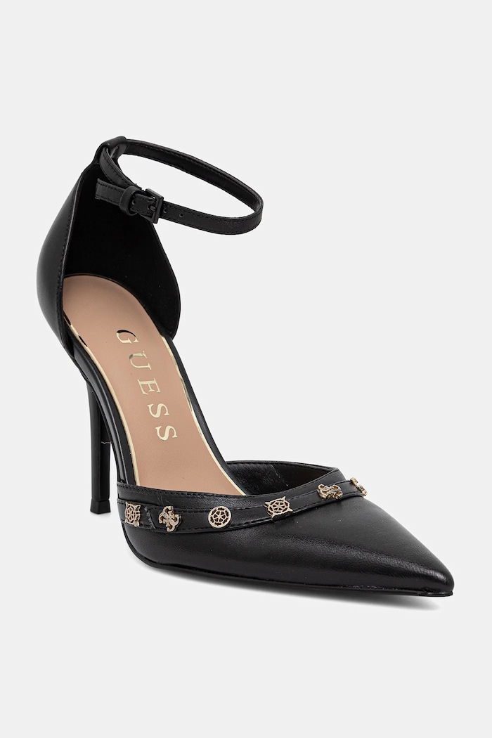 Lodičky Guess NANAE usňová koža čierna FLPNAA.LEA08.BLACK