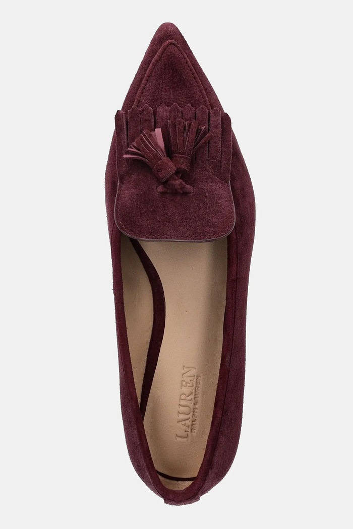Semišové baleríny Lauren Ralph Lauren Londyn Klt červená 802P04175003.600