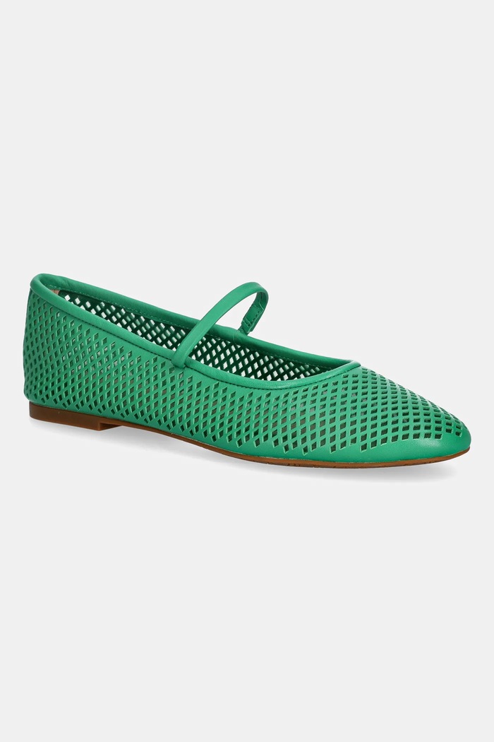 Kožené balerínky Lauren Ralph Lauren Jayna Mj zelená 802P04176005.300