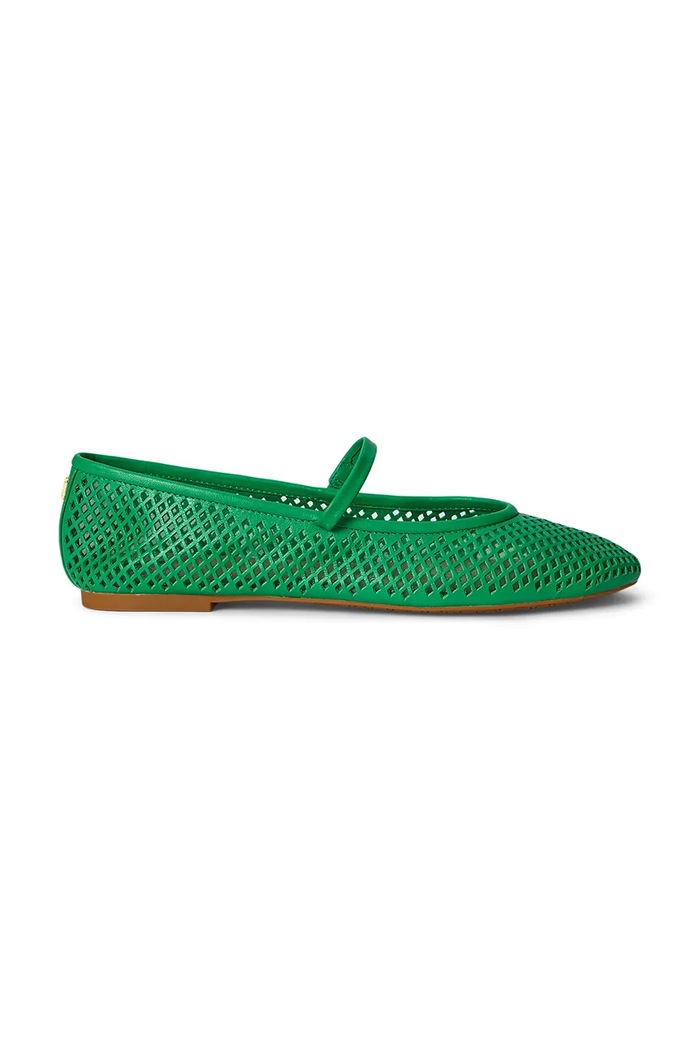 Usnjene balerinke Lauren Ralph Lauren Jayna Mj zelena 802P04176005.300