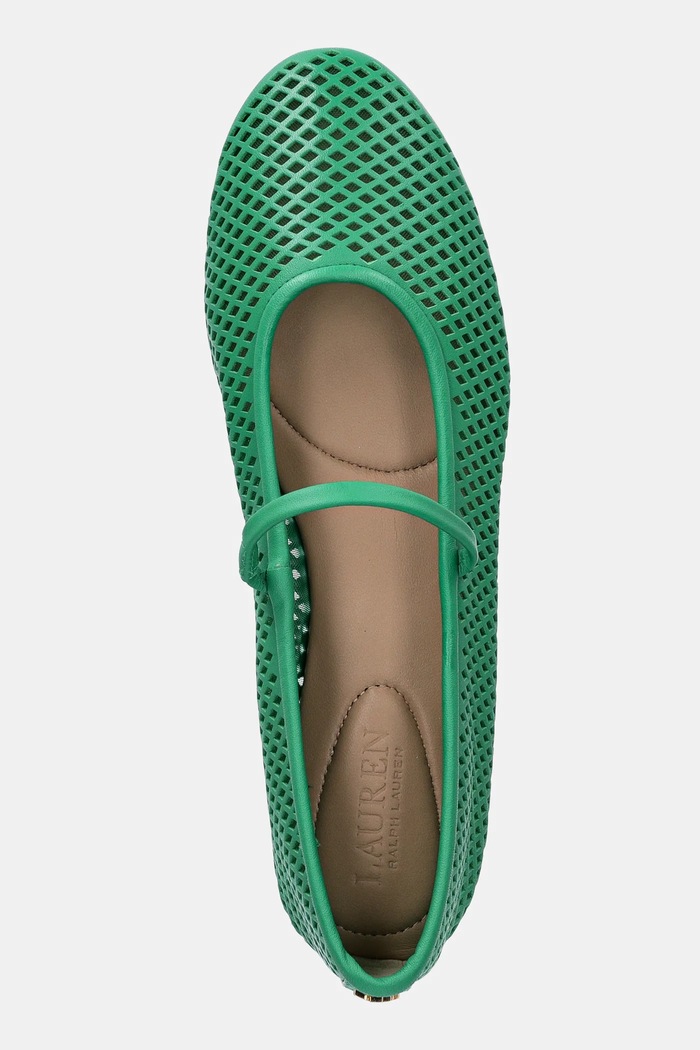 Kožené balerínky Lauren Ralph Lauren Jayna Mj zelená 802P04176005.300