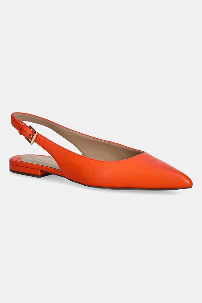 Lauren Ralph Lauren bőr balerina cipő Londyn Slbck nyitott sarok narancssárga 802P04383001.800