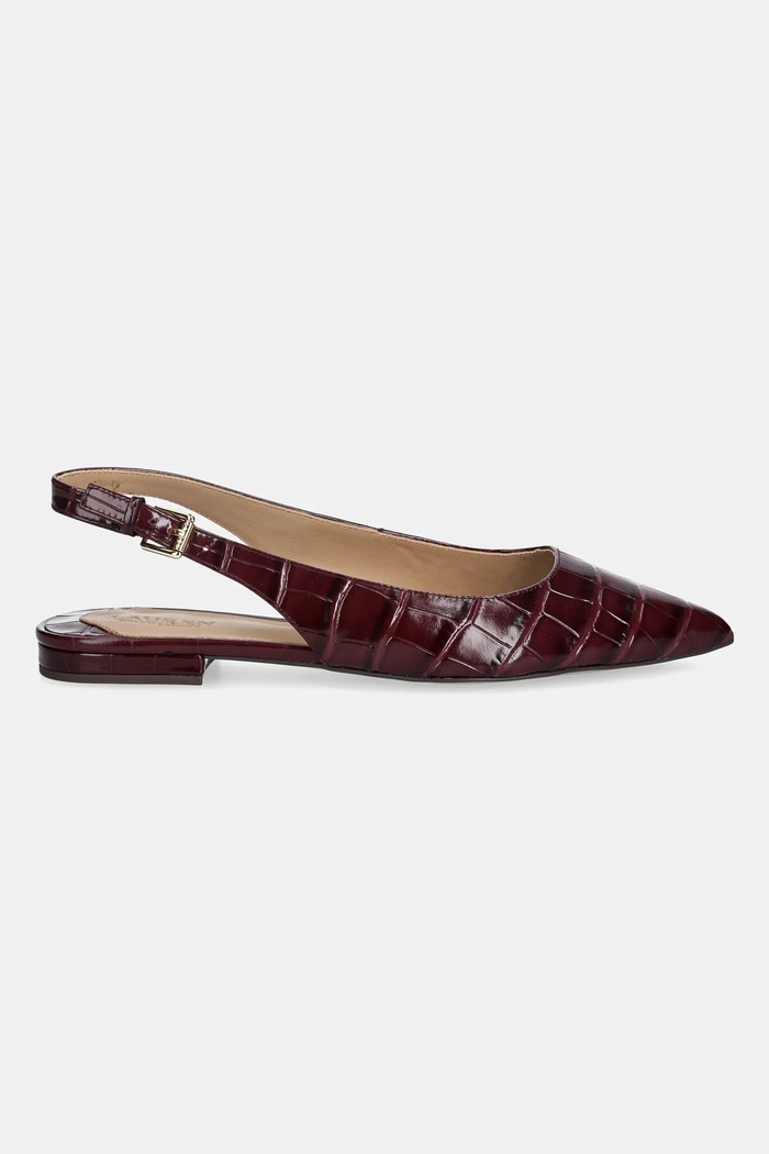 Kožené balerínky Lauren Ralph Lauren Londyn Slbck 802P04384001.600 burgundské SS26