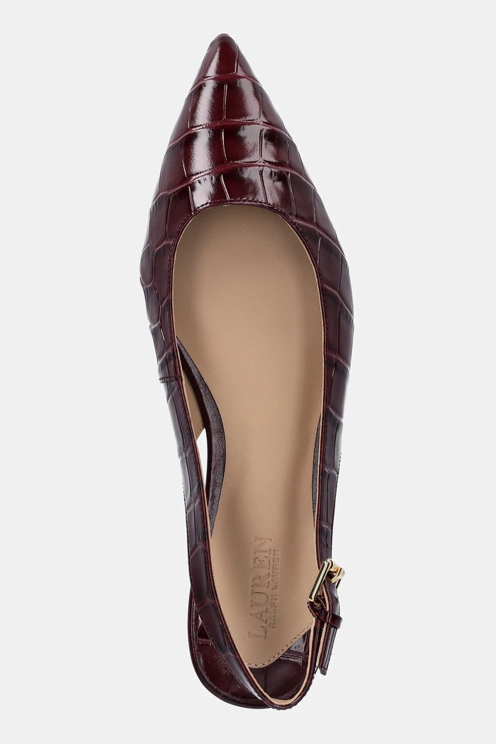 Kožené balerínky Lauren Ralph Lauren Londyn Slbck burgundské 802P04384001.600