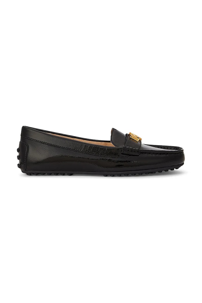 Kožené mokasíny Lauren Ralph Lauren Barnsbury lakovaná koža čierna 802P04390001.001