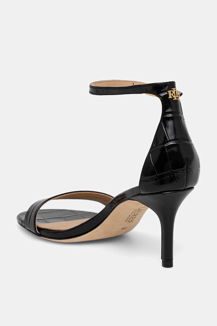 Cipők Lauren Ralph Lauren bőr szandál Allie Mid 802P04399002.001 fekete