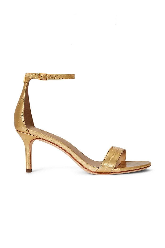 Lauren Ralph Lauren sandały skórzane Allie Mid słupek złoty 802P04400001.710