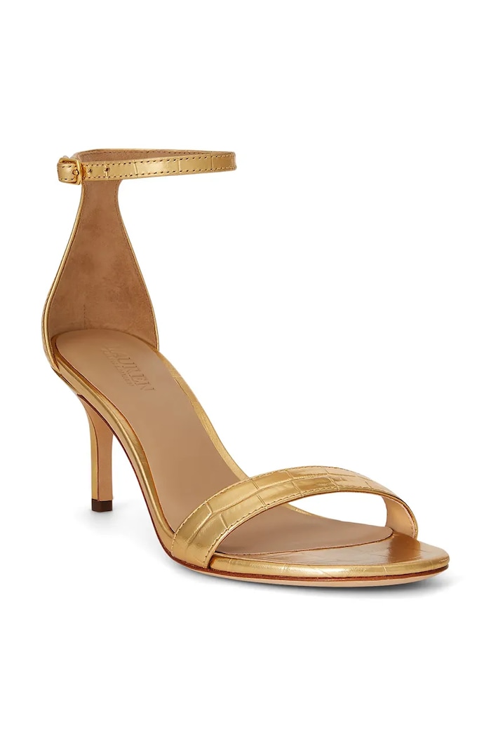 Lauren Ralph Lauren sandały skórzane Allie Mid 802P04400001.710 złoty SS26