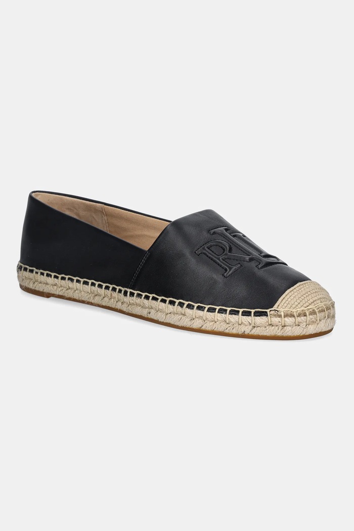 Δερμάτινες εσπαντρίγιες Lauren Ralph Lauren Cameryn Lg 2 φλατ μαύρο 802P04415001.001