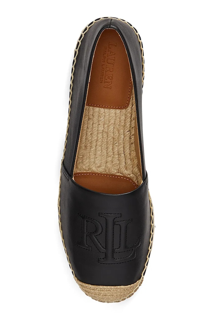 Încălțăminte Lauren Ralph Lauren espadrile de piele Cameryn Lg 2 802P04415001.001 negru