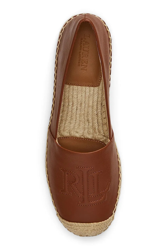 Încălțăminte Lauren Ralph Lauren espadrile de piele Cameryn Lg 2 802P04415003.200 maro