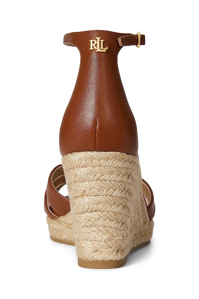 Încălțăminte Lauren Ralph Lauren espadrile de piele Nellie 802P04433002.200 maro