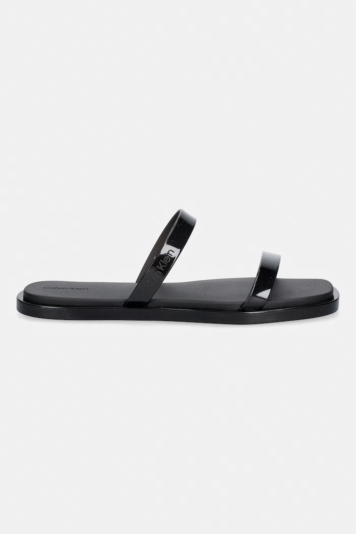 Calvin Klein papuci pentru femei JELLY SNDL DOUB BAR SHINY ST TPU HW0HW02963 negru SS26