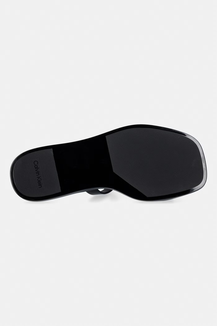 Calvin Klein papuci pentru femei JELLY SNDL DOUB BAR SHINY ST TPU HW0HW02963 negru