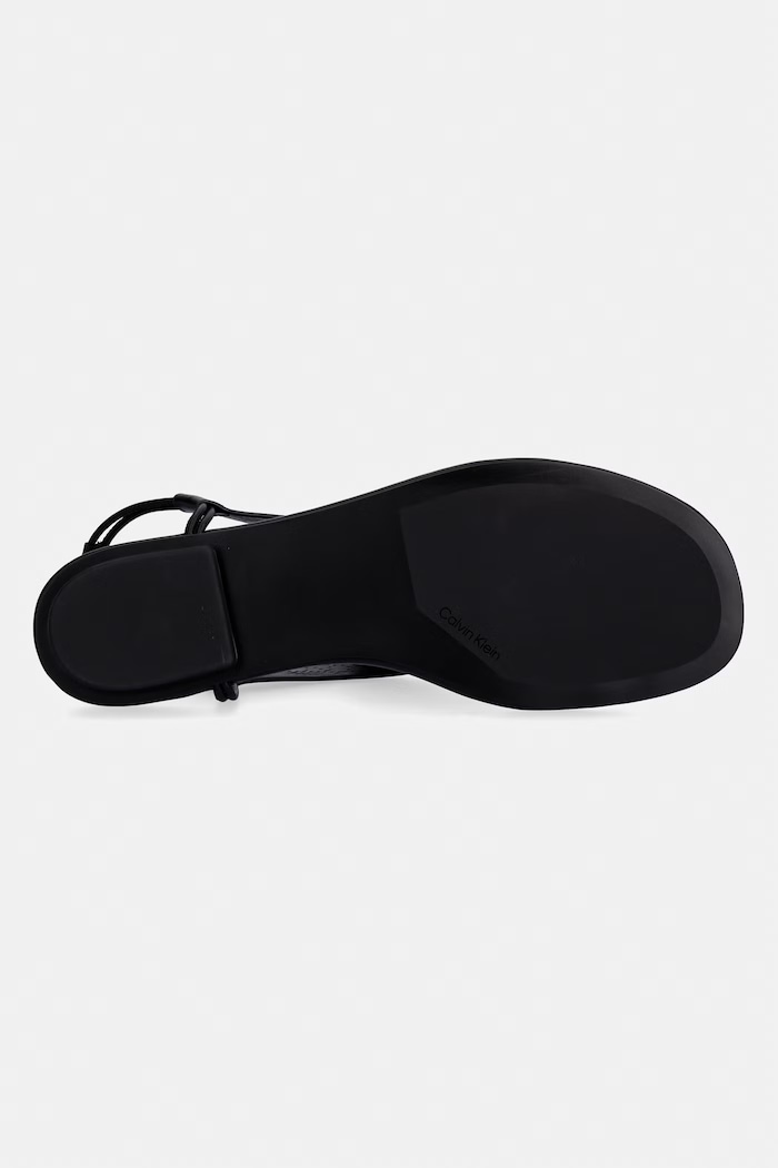 Calvin Klein sandały damskie skórzane ORG FLAT SNDL THONG LTH AOP HW0HW02858 czarny