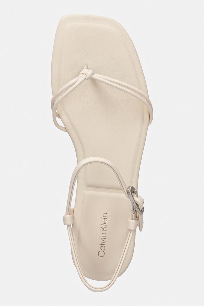 Calvin Klein sandale pentru femei SQUARE FLAT SANDAL STRAP LTH bej HW0HW02863