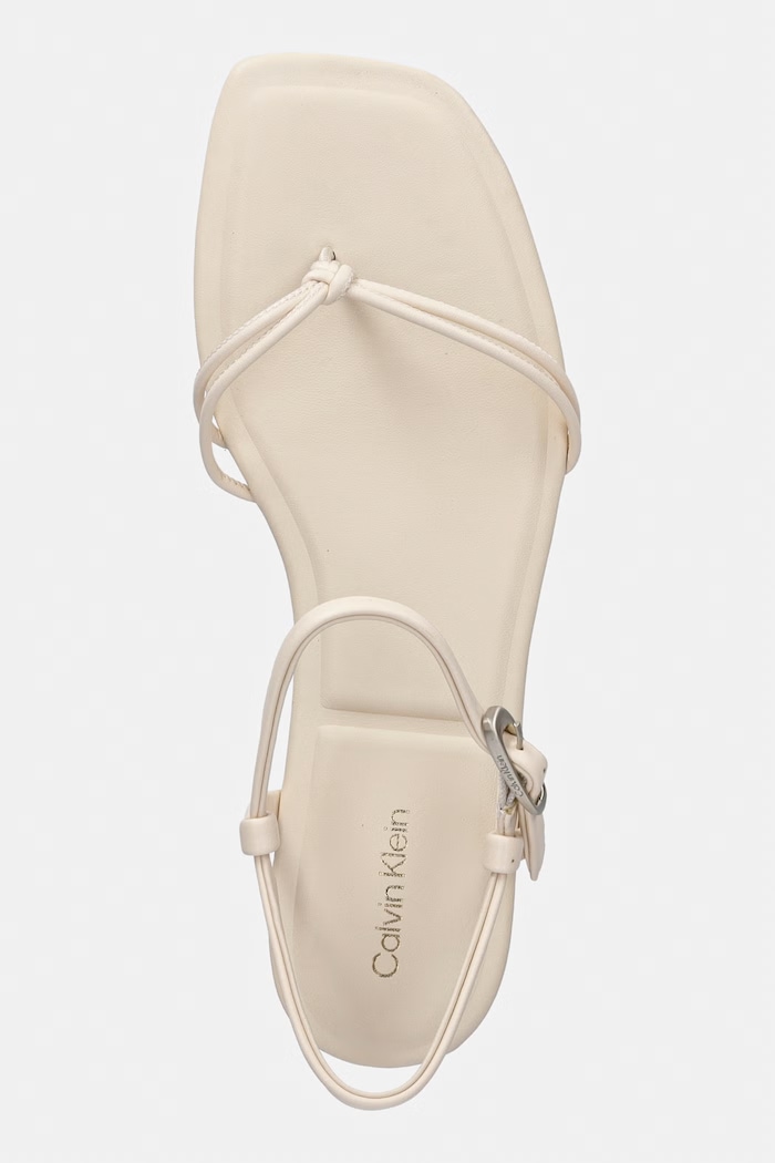 Calvin Klein sandale pentru femei SQUARE FLAT SANDAL STRAP LTH bej HW0HW02863