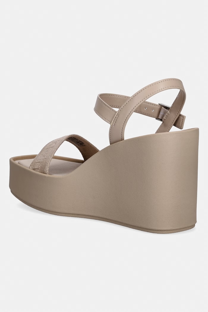 Obuv Calvin Klein sandále na platforme po celej dĺžke WEDGE 70 SNDL WEBBING LTH HW0HW02882 béžová