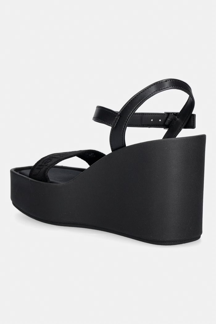 Obuv Calvin Klein sandále na platforme po celej dĺžke WEDGE 70 SNDL WEBBING LTH HW0HW02882 čierna