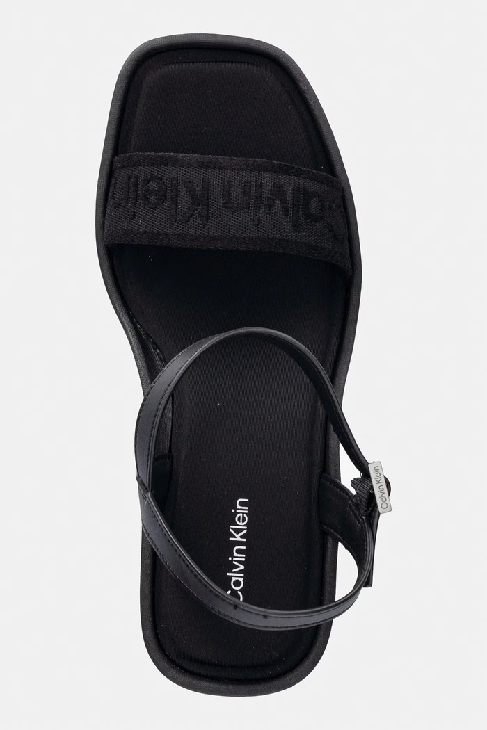 Calvin Klein sandále na platforme po celej dĺžke WEDGE 70 SNDL WEBBING LTH čierna HW0HW02882