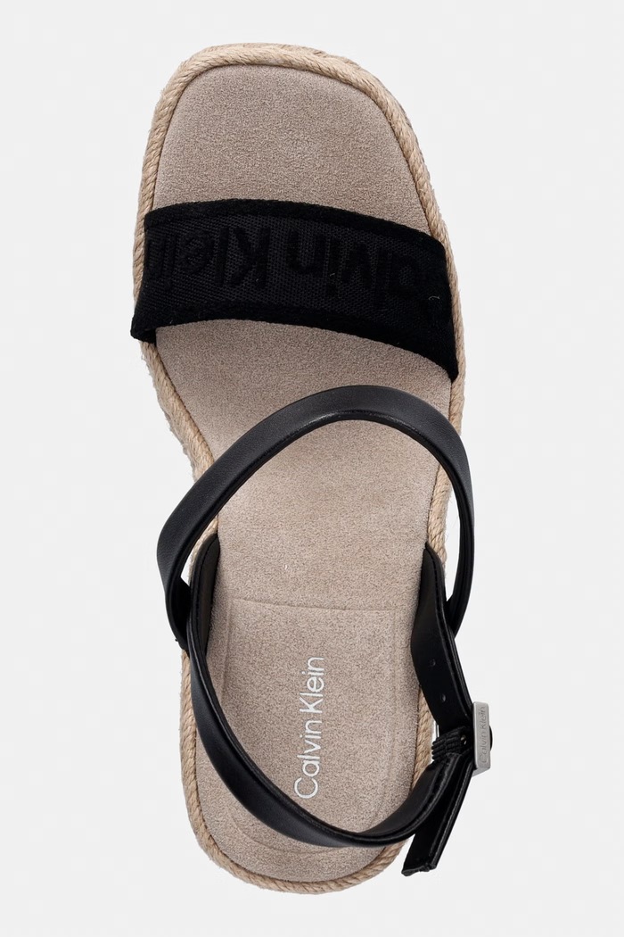 Calvin Klein sandále na platforme po celej dĺžke WEDGE ESPAD 70 WEBBING LTH čierna HW0HW02901