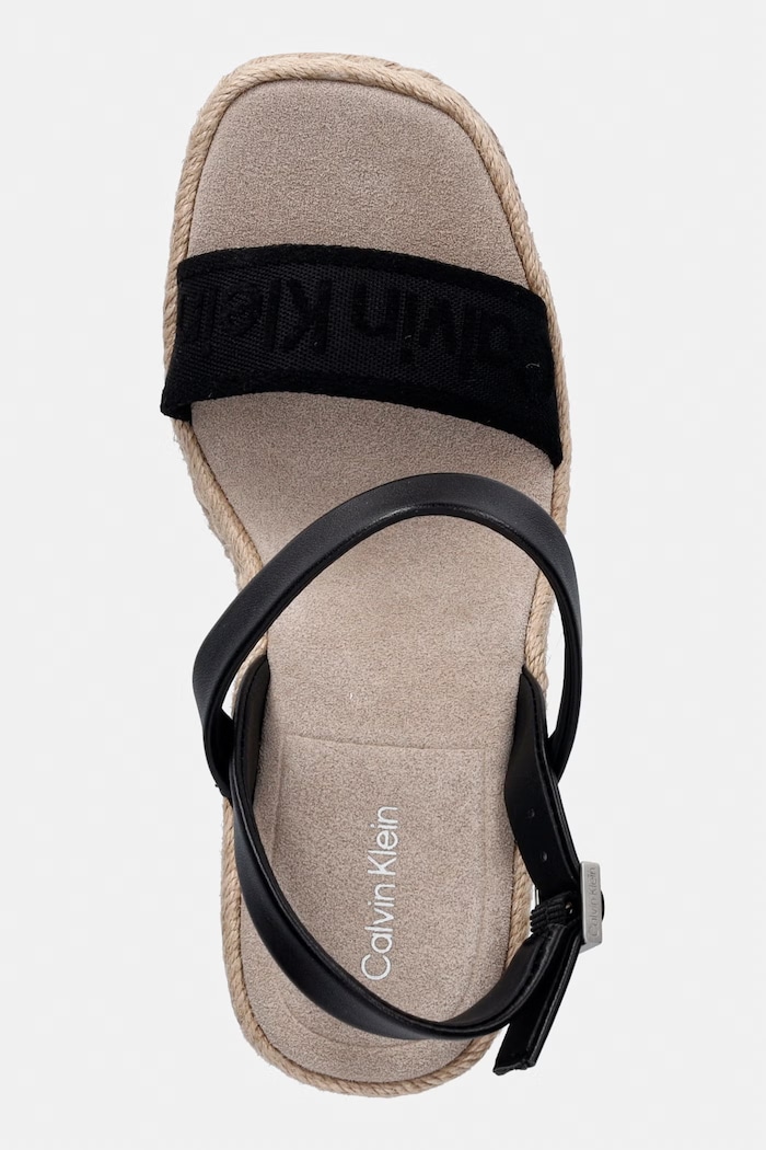 Calvin Klein sandále na platforme po celej dĺžke WEDGE ESPAD 70 WEBBING LTH čierna HW0HW02901