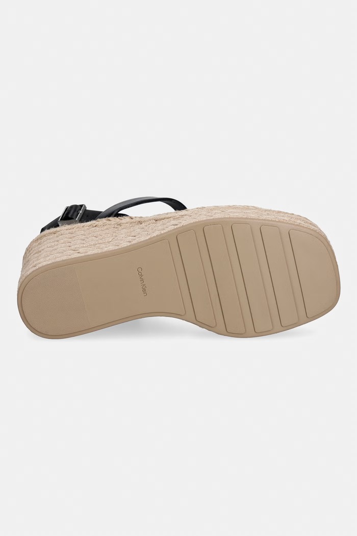 Calvin Klein sandále na platforme po celej dĺžke WEDGE ESPAD 70 WEBBING LTH HW0HW02901 čierna
